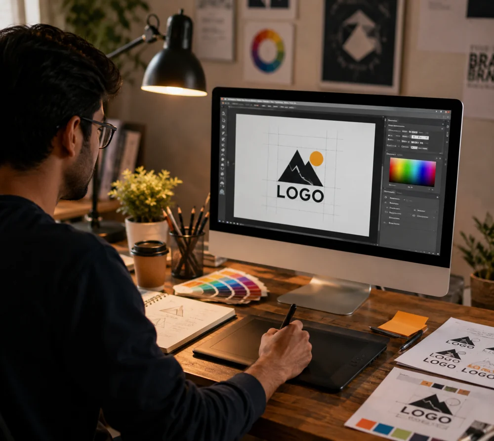 Creative graphic design workspace in Madurai
