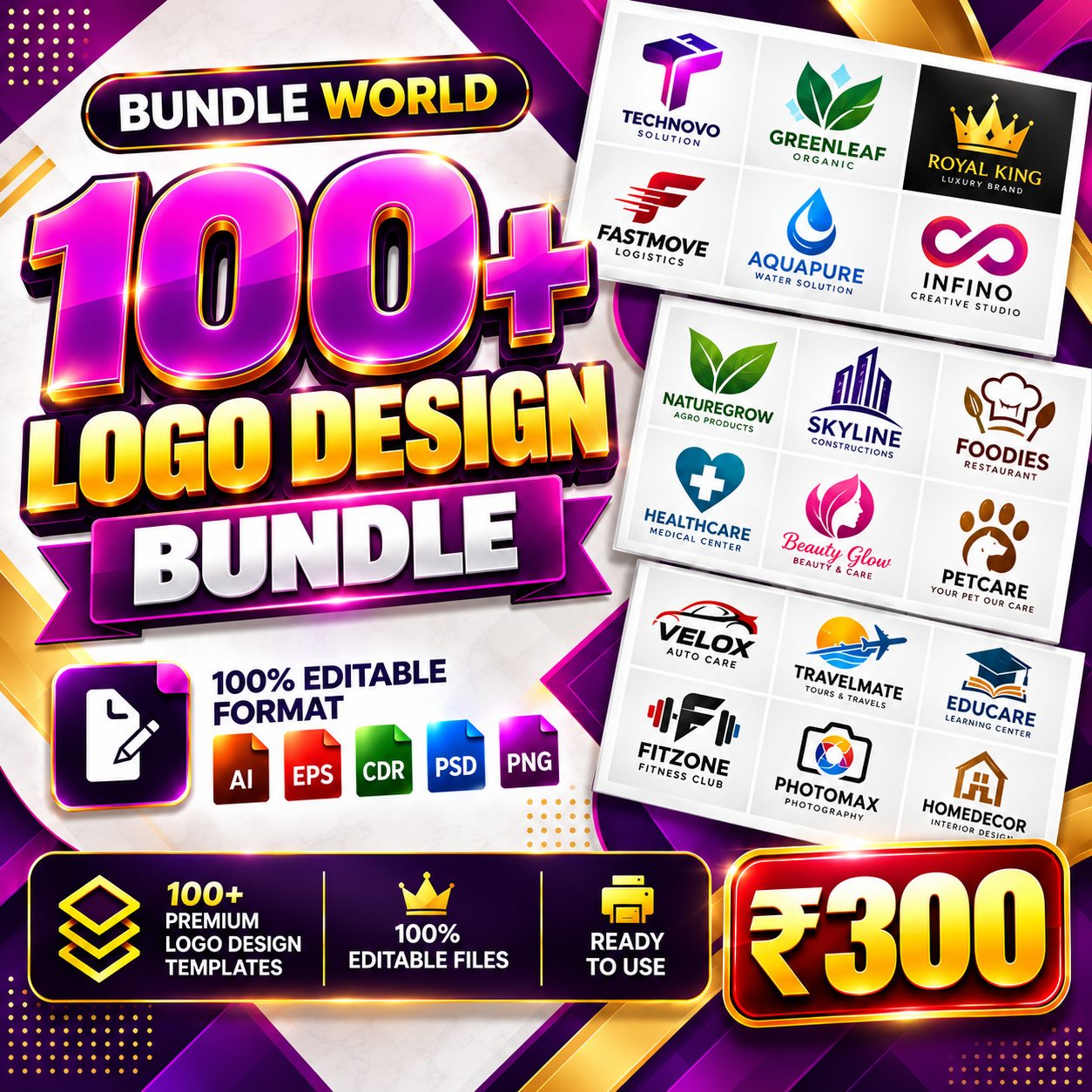 Logo Design Bundles · 100 designs · LG-01