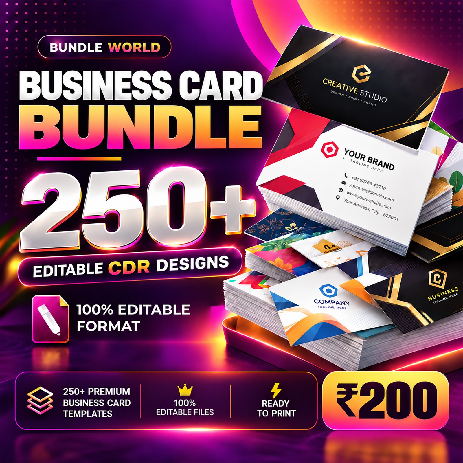 Business Card Bundle 01 · 250 designs · BC-250