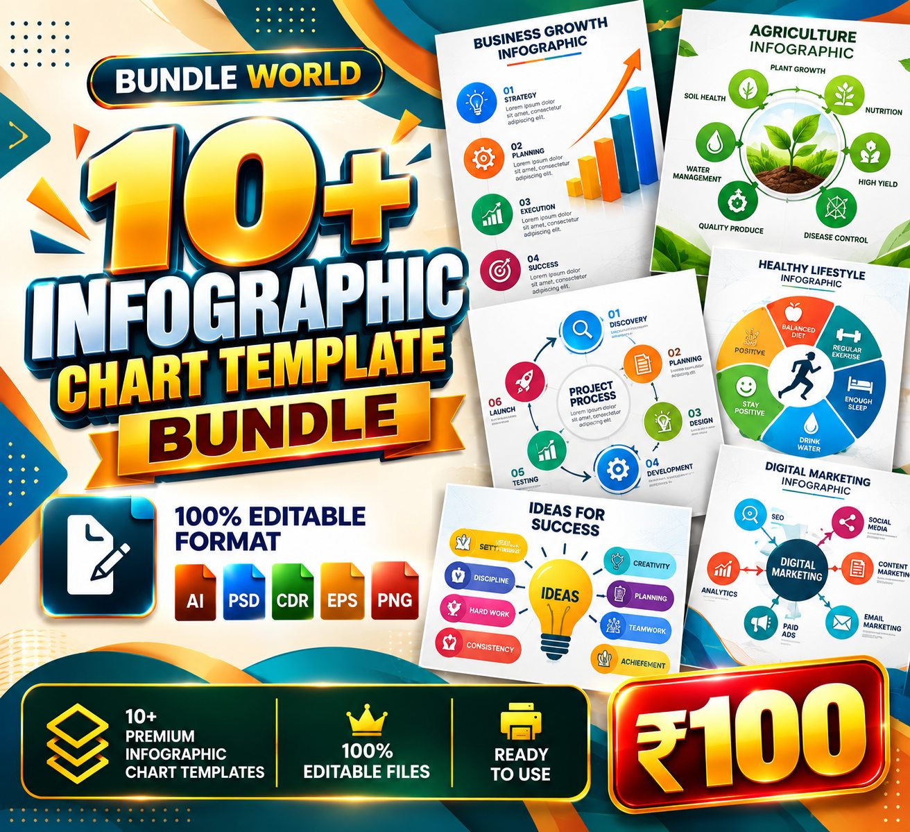 InfoGraphic Chart Bundles 01 · 10 designs · IF-01