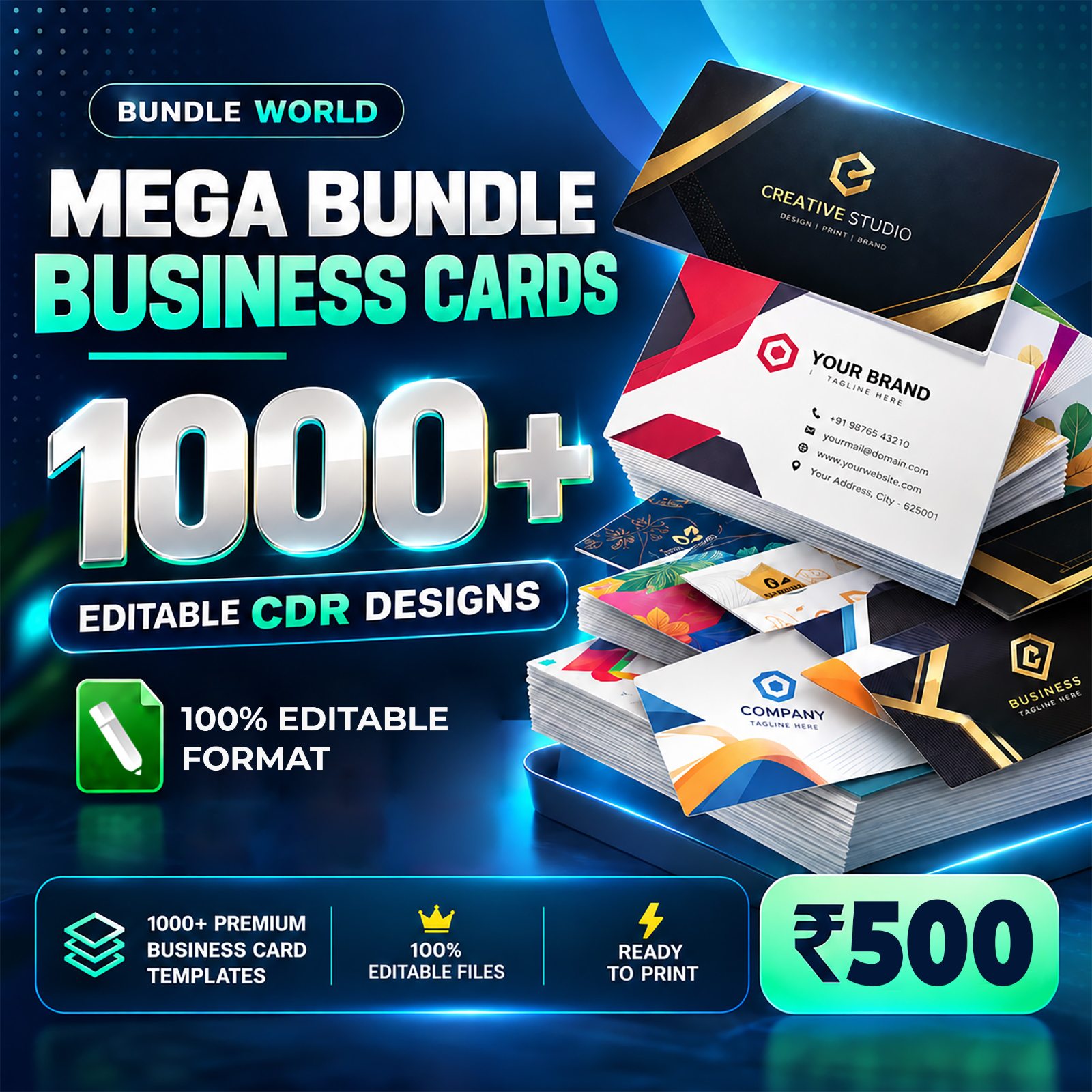 Mega Business Card Bundle 02 · 500 designs · BC-1002