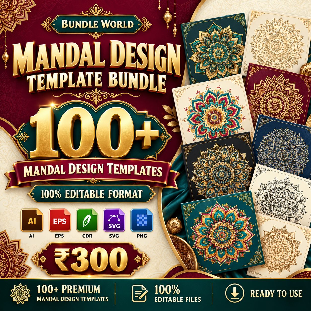 Mandala Design Bundle 01 · 100 designs · MB-01